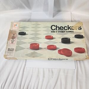Vintage Milton Bradley CHECKERS And 5 Other Games Board Game 1970 COMPLETE